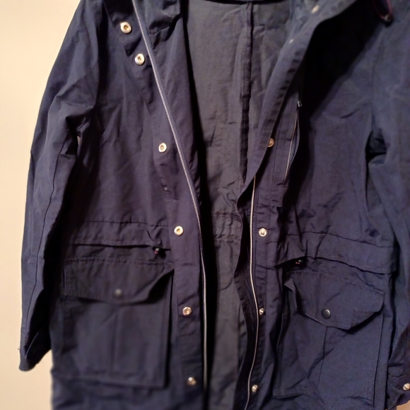 J Crew Womens Hooded Rain Jacket Coat XS Navy Blue Full Zip - Picture 2 of 8